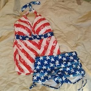 American Flag Theme Swimsuit Tankini